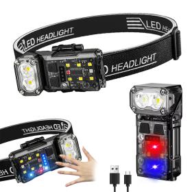 Lampe frontale LED magnétique et Rechargeable rotatives à 90 degrés